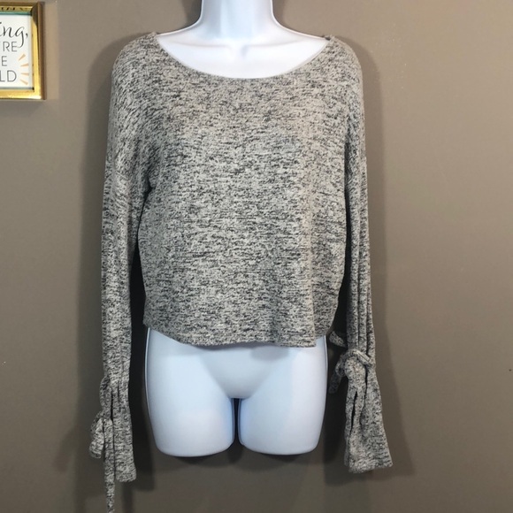 Garage Tied Bell Sleeve Crop Sweater Top Small - Picture 1 of 9